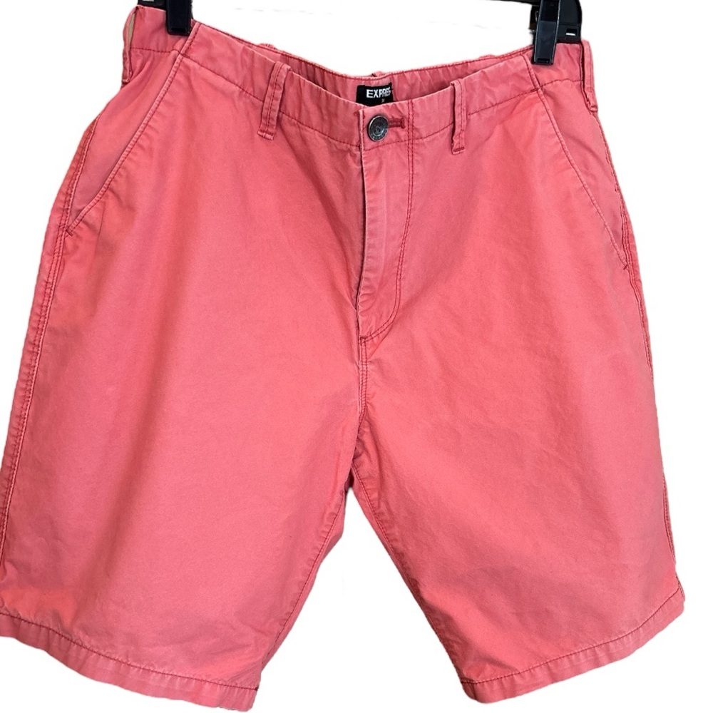 Express Men's Flat Front Shorts- Coral- size 34